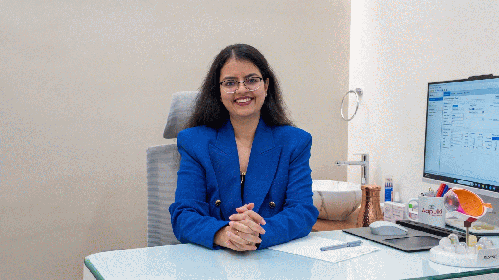 Dr Arushi Goyal Deshmukh at her Pune eye clinic